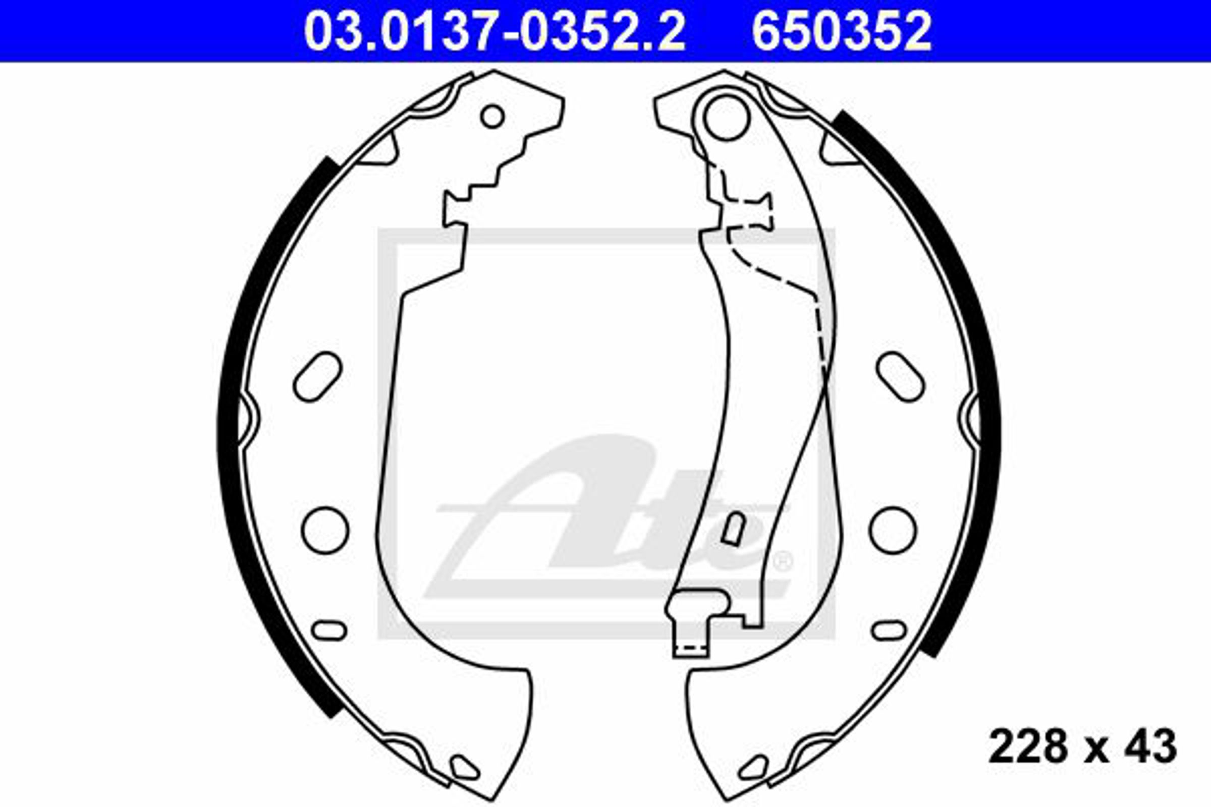 Колодки тормозные барабанные ATE 03.0137-0352.2