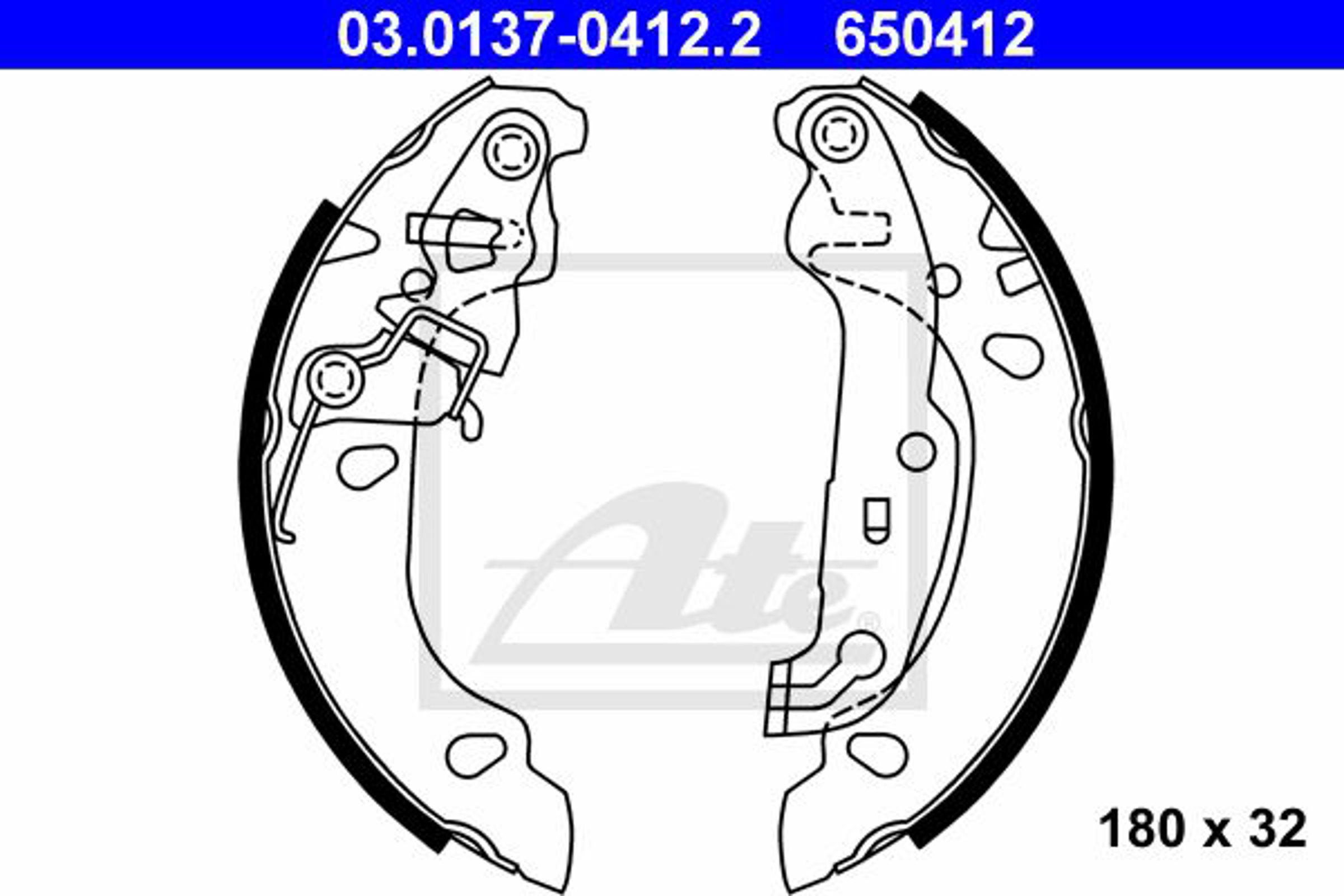 Колодки тормозные барабанные ATE 03.0137-0412.2