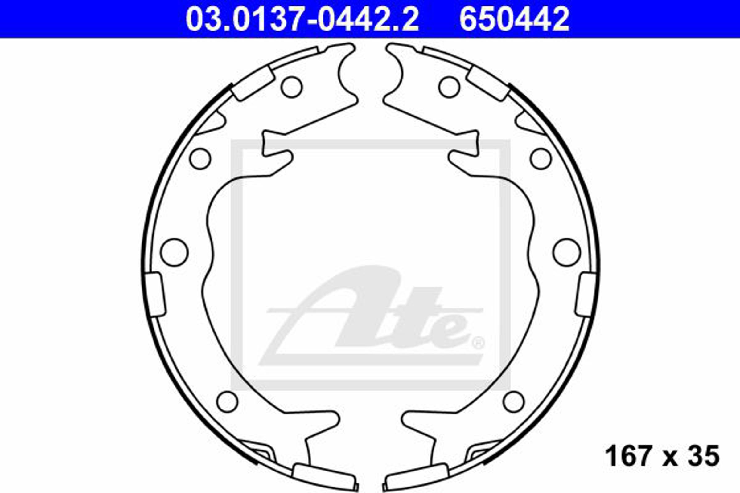 Колодки тормозные барабанные ATE 03.0137-0442.2