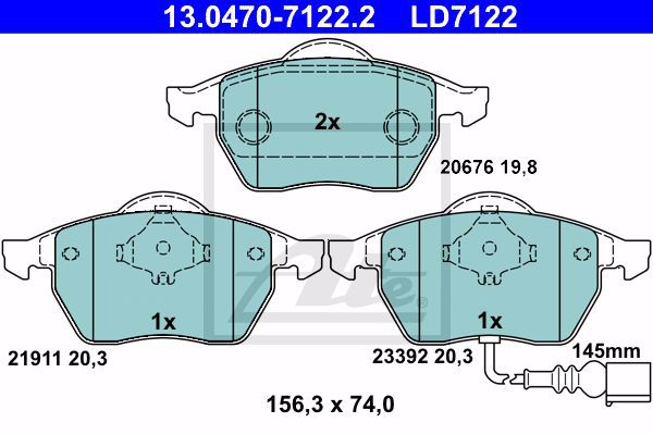 Колодки тормозные дисковые ATE 13-0470-7122-2