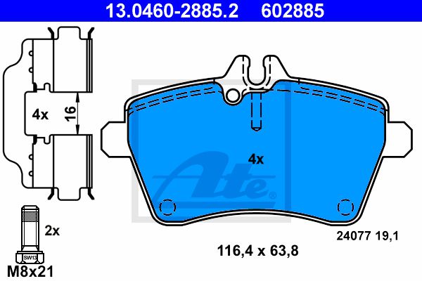 Тормозные колодки ATE 13-0460-2885-2