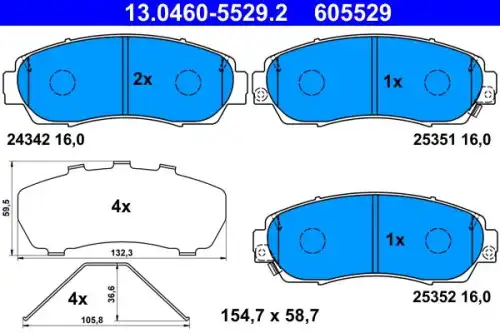 Колодки тормозные дисковые комплект ATE 13.0460-5529.2