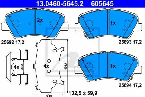 Тормозные колодки ATE 13.0460-5645.2