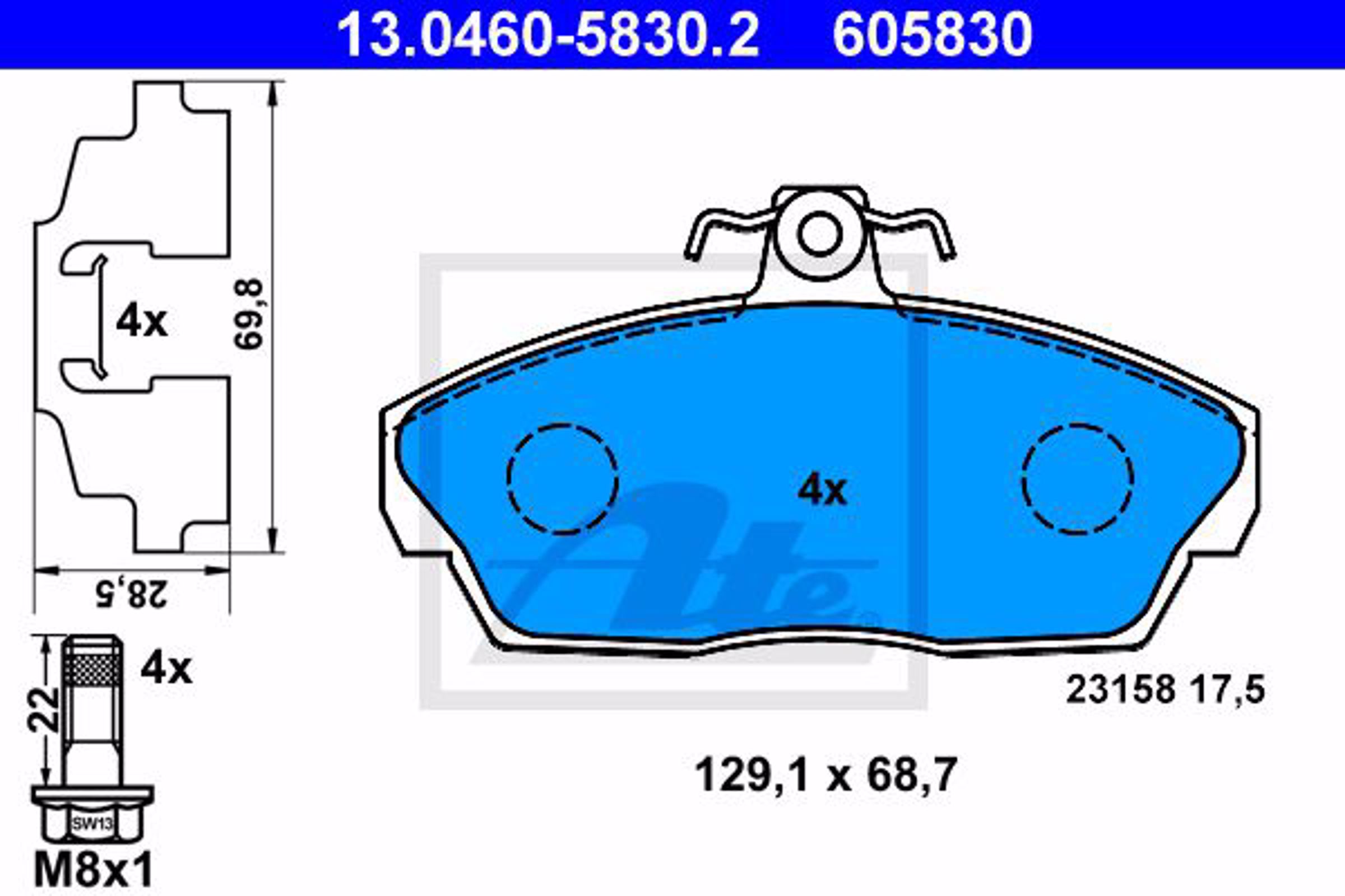 Тормозные колодки ATE 13.0460-5830.2