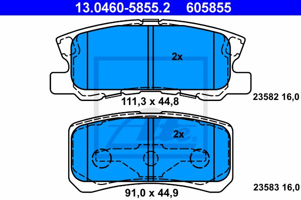 13-0460-5855-2 ATE Тормозные колодки