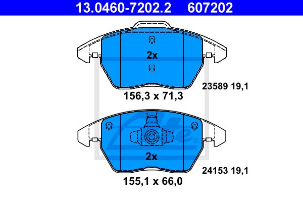 13-0460-7202-2 ATE Тормозные колодки