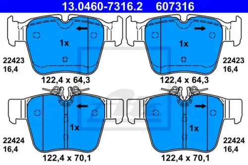 13.0460-7316.2 ATE Колодки тормозные дисковые задн MB C (W205) AMG, GLC (X253) 14-