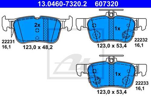 13.0460-7320.2 ATE 13.0460-7320.2_колодки дисковые задние!\ Ford Mondeo V/Kuga 1.6/2.0/2.0TDCI 13>