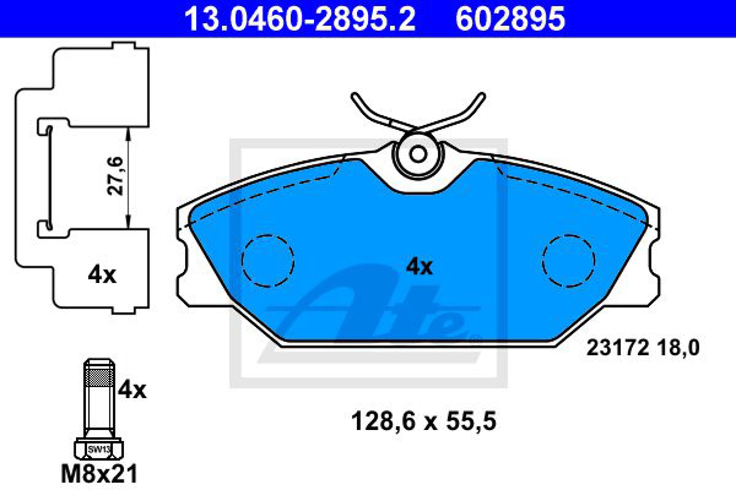 13.0460-2895.2 ATE Колодки тормозные дисковые