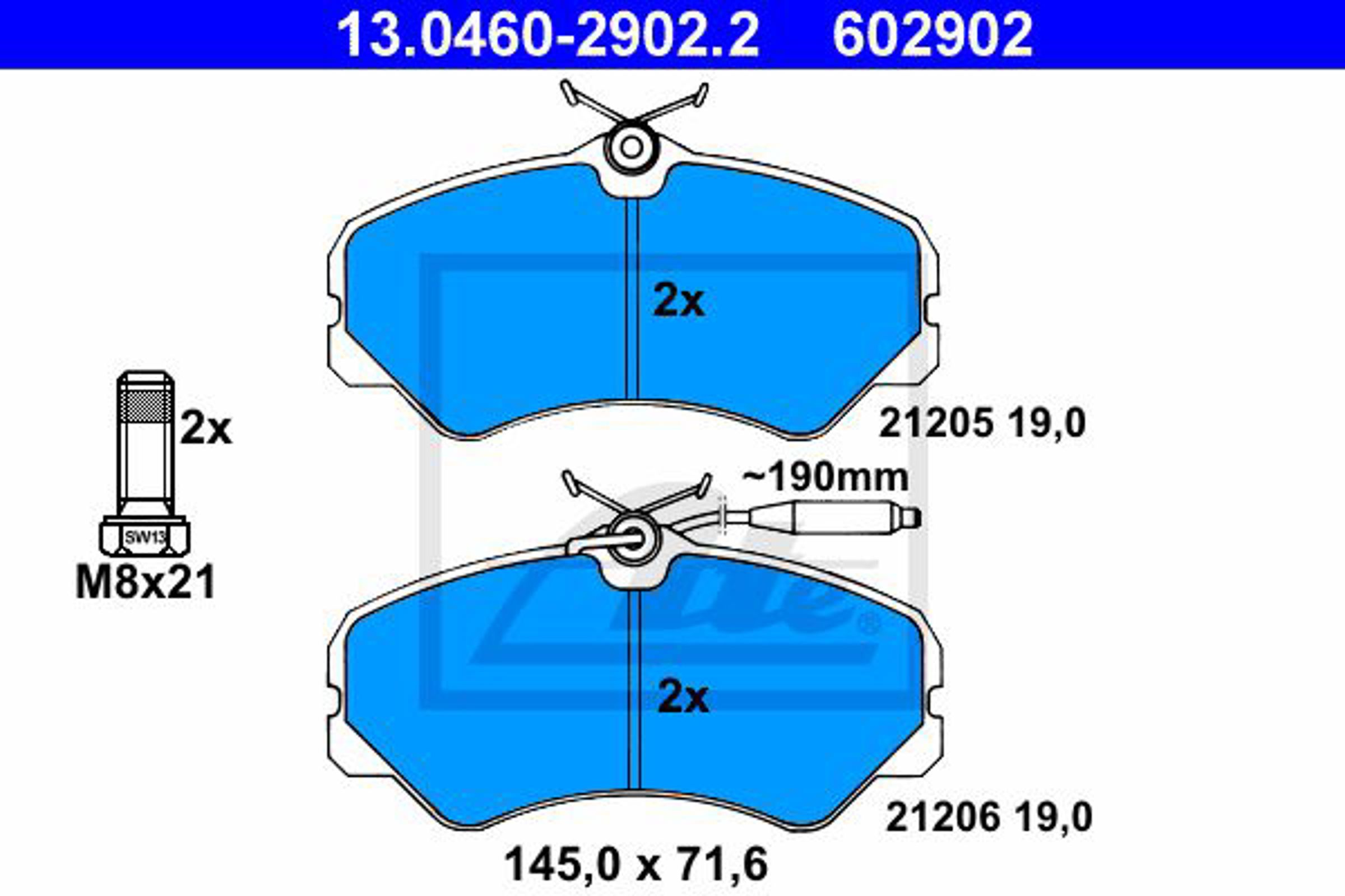 Колодки тормозные дисковые ATE 13.0460-2902.2