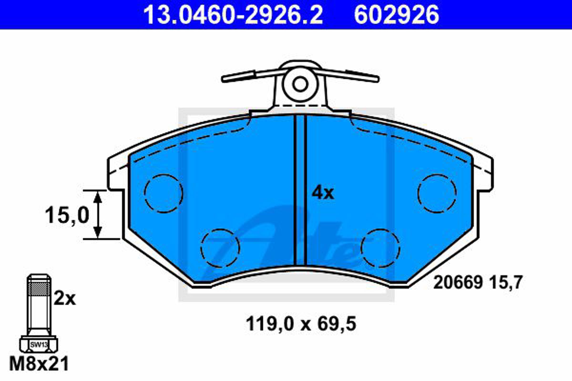Колодки тормозные дисковые ATE 13.0460-2926.2