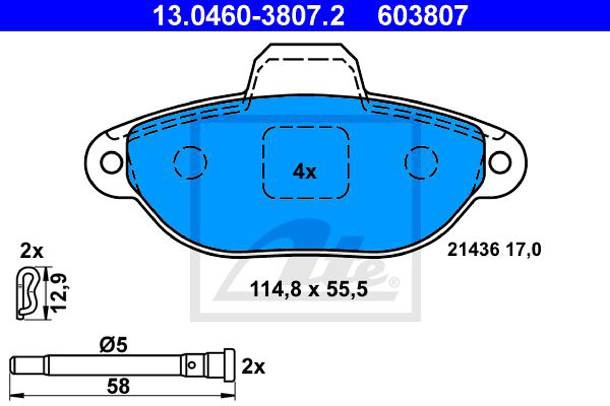 Колодки тормозные дисковые ATE 13.0460-3807.2