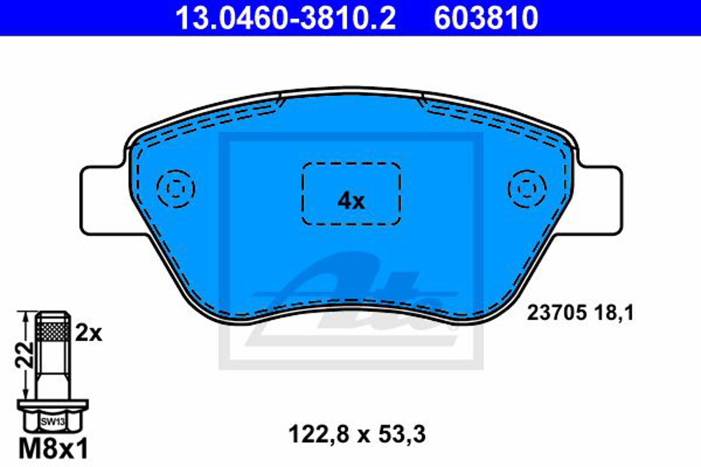 Колодки тормозные дисковые ATE 13.0460-3810.2