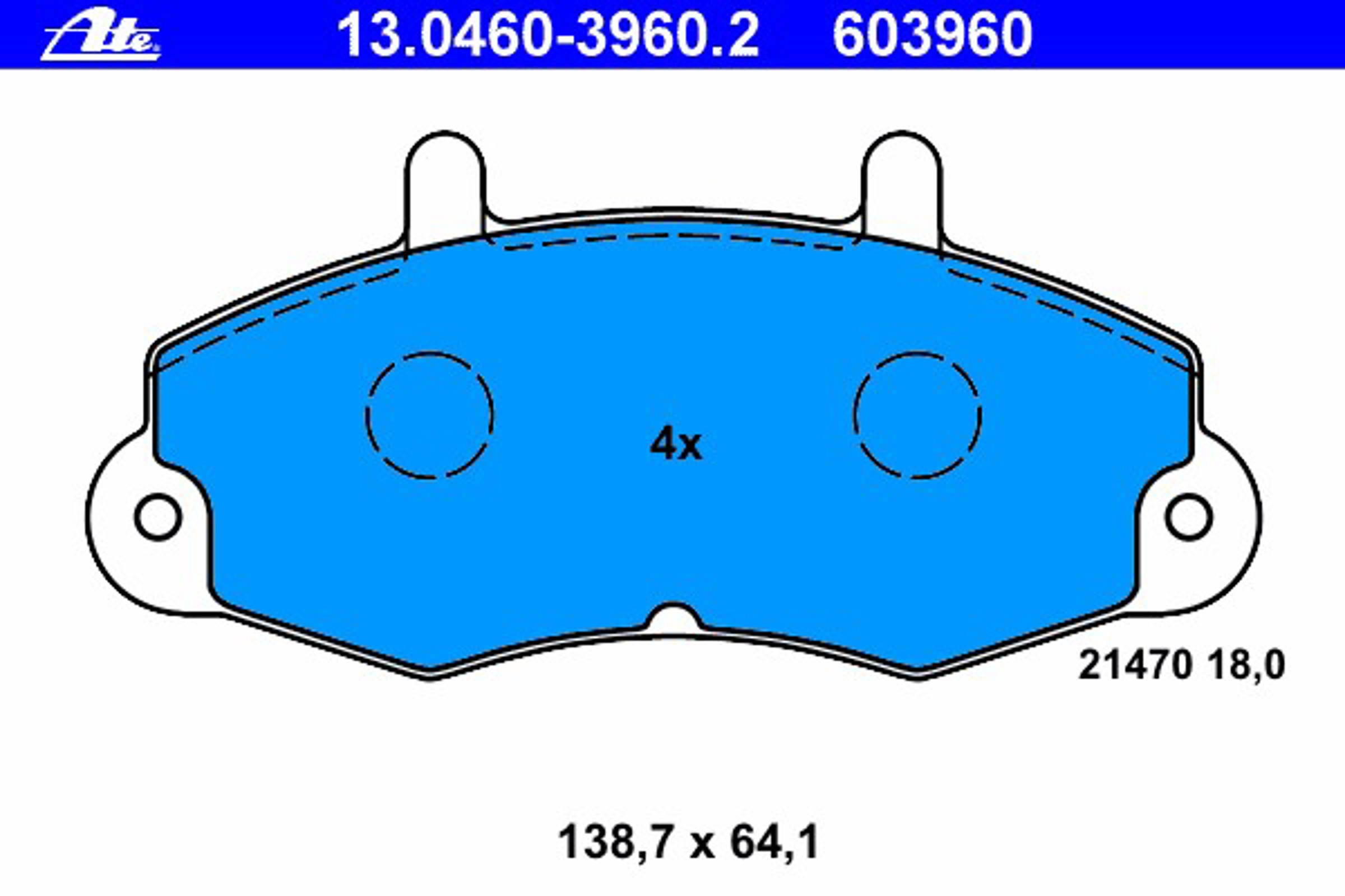 Колодки тормозные дисковые ATE 13.0460-3960.2