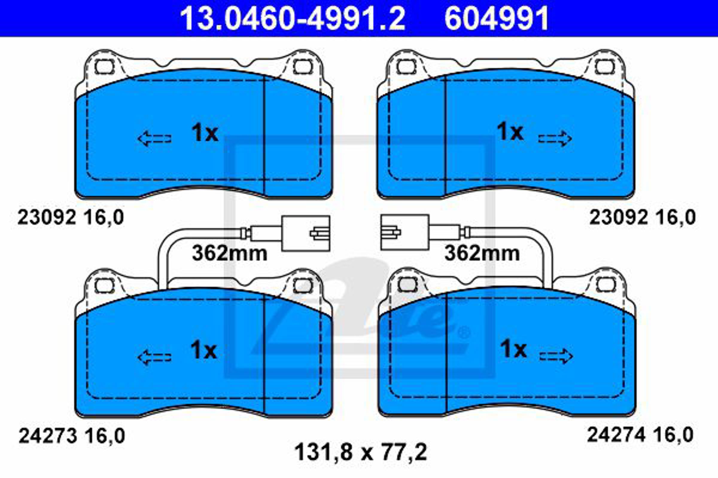 13.0460-4991.2 ATE Колодки тормозные дисковые