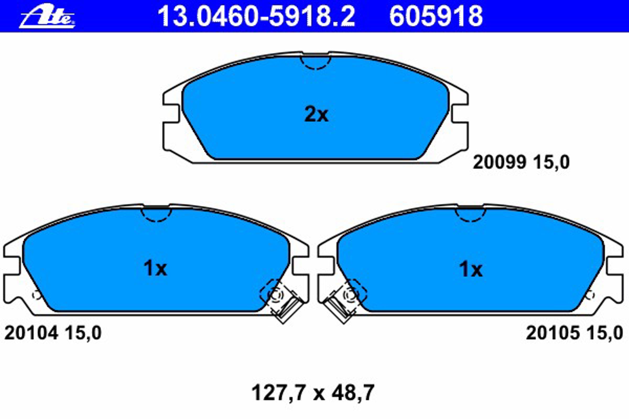 Колодки тормозные дисковые ATE 13.0460-5918.2