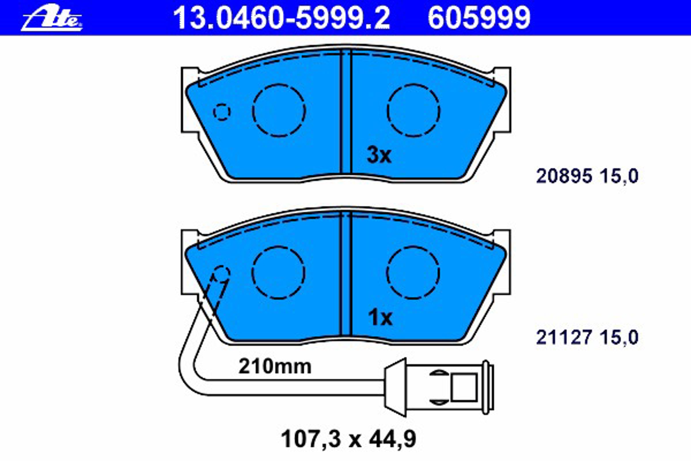 13.0460-5999.2 ATE Колодки тормозные дисковые