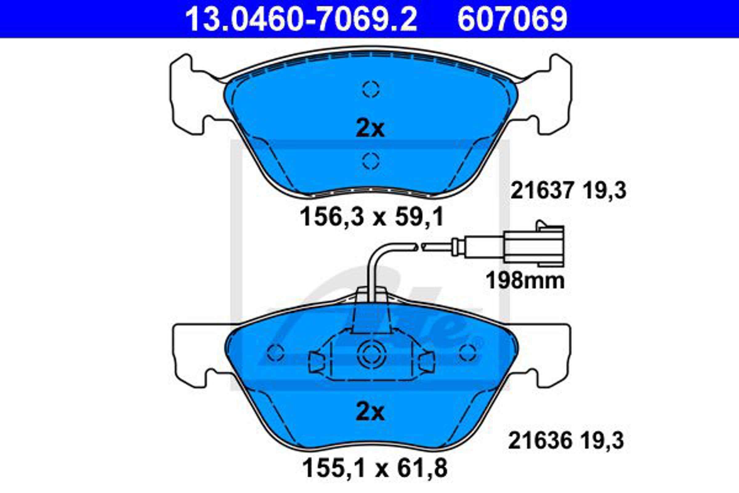 Колодки тормозные дисковые ATE 13.0460-7069.2