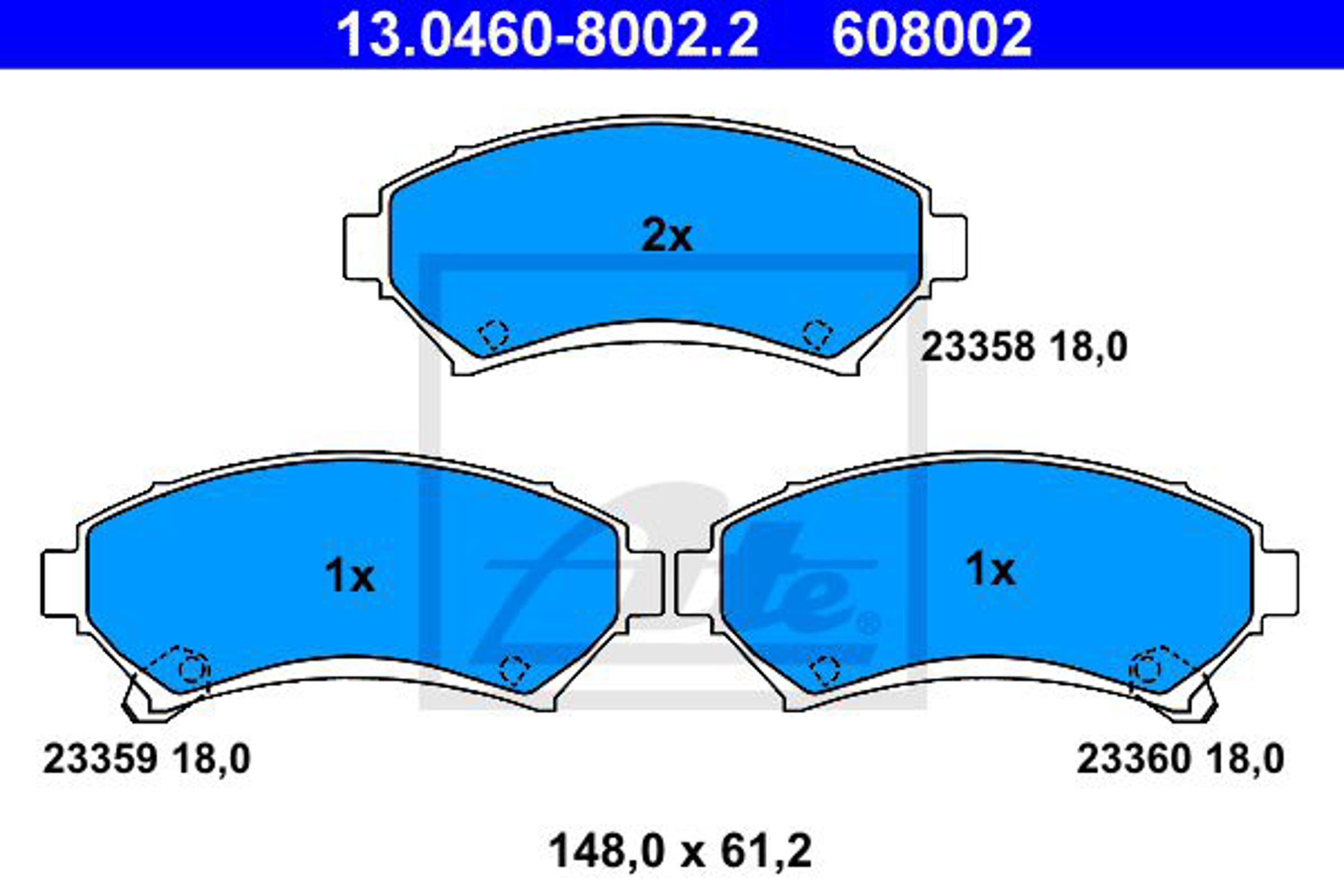Колодки тормозные дисковые ATE 13.0460-8002.2
