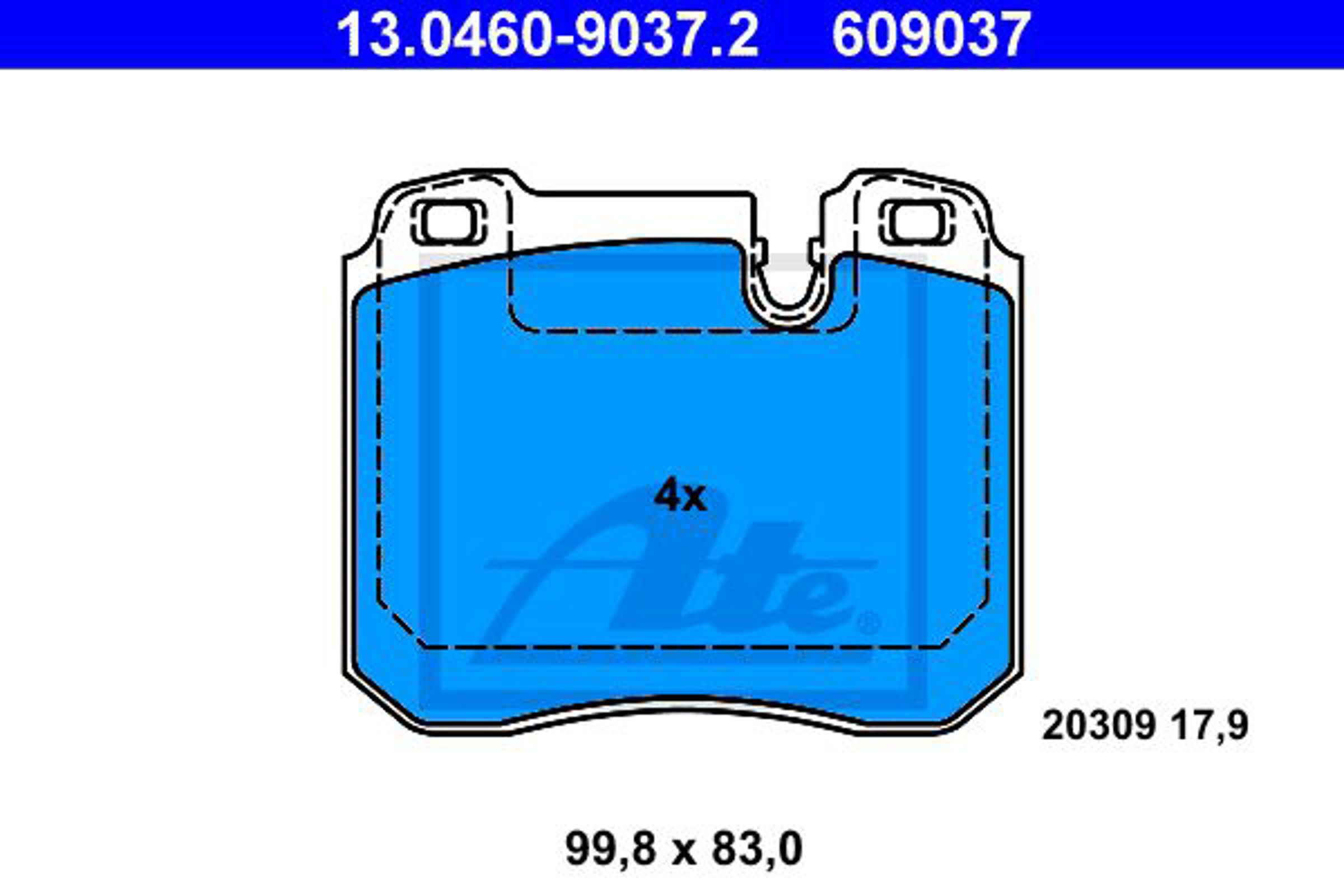 13.0460-9037.2 ATE Колодки тормозные дисковые