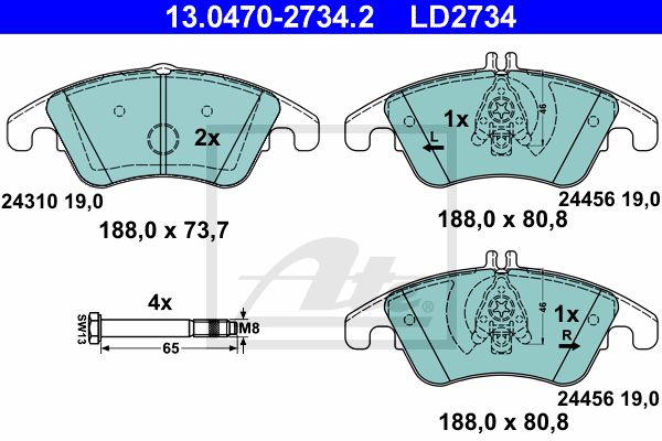 13-0470-2734-2 ATE Тормозные колодки