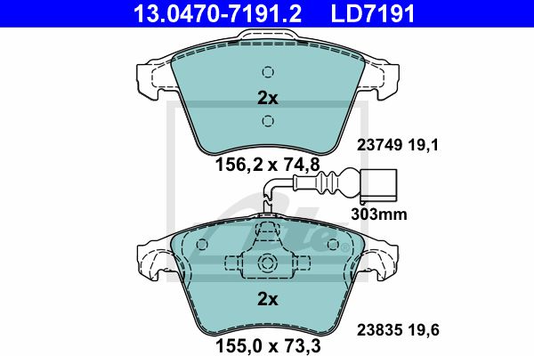 13.0470-7191.2 ATE Тормозные колодки