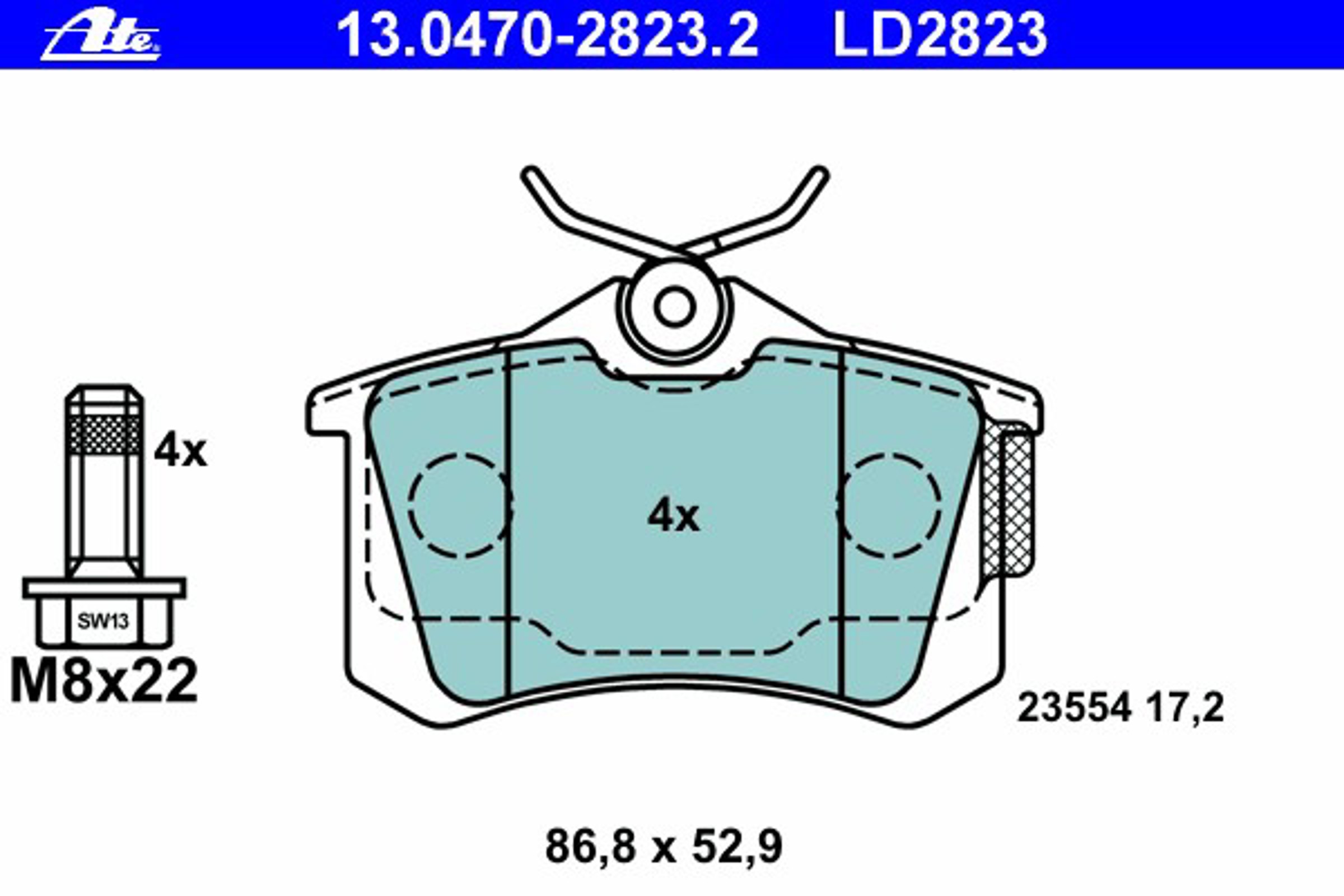 13.0470-2823.2 ATE Колодки тормозные дисковые