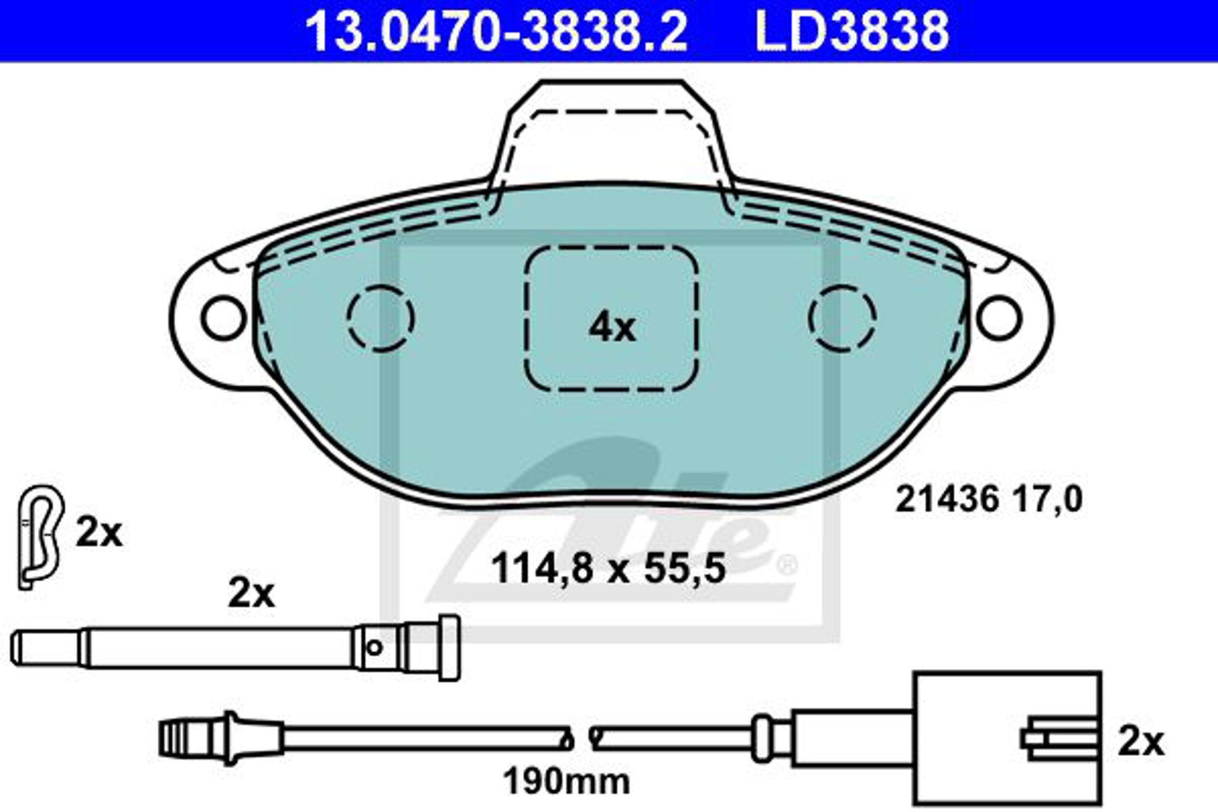 Колодки тормозные дисковые ATE 13.0470-3838.2
