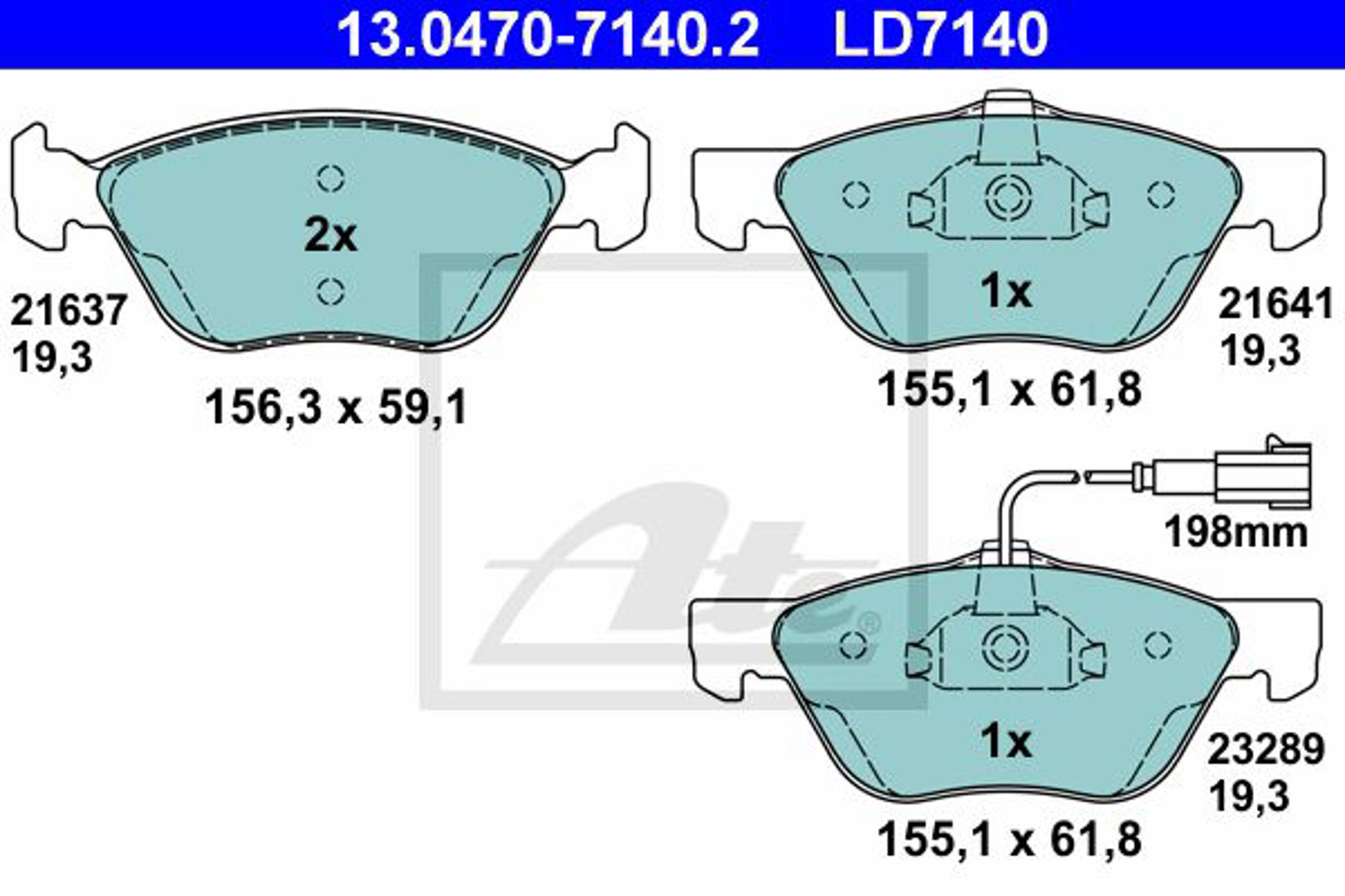 Колодки тормозные дисковые ATE 13.0470-7140.2