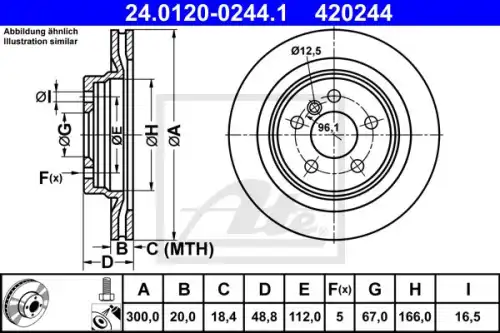 Диск тормозной задн bmw 1 (f40) 2 (f44) 14- ATE 24.0120-0244.1