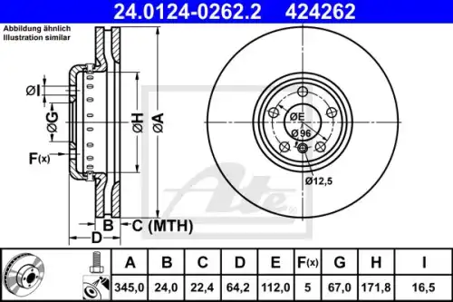 Диск тормозной задн bmw 2 (g42) 3 (g20) 18- ATE 24.0124-0262.2