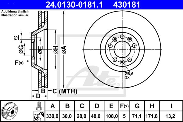 Тормозной диск ATE 24-0130-0181-1