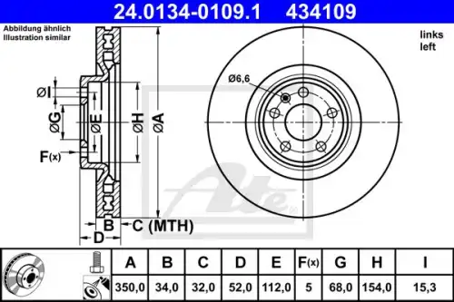 24.0134-0109.1 tarcza hamulcowa przod l (wysoko naweglany ze srubami) porsche macan 2.0-3.6 02.14-