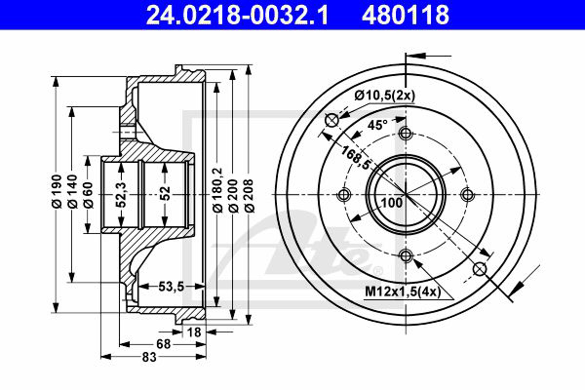 Барабан тормозной ATE 24.0218-0032.1