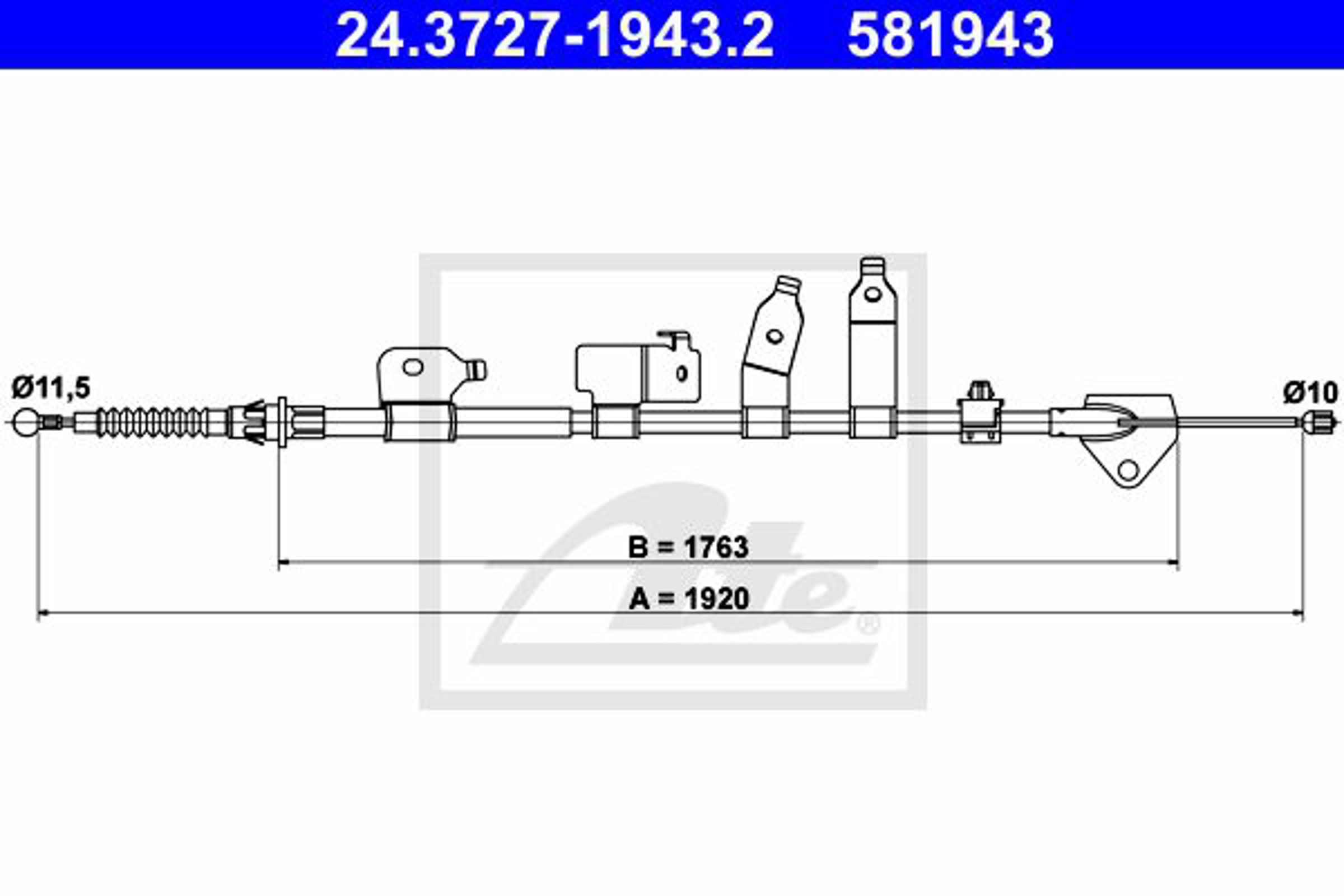 Трос стояночного тормоза ATE 24.3727-1943.2