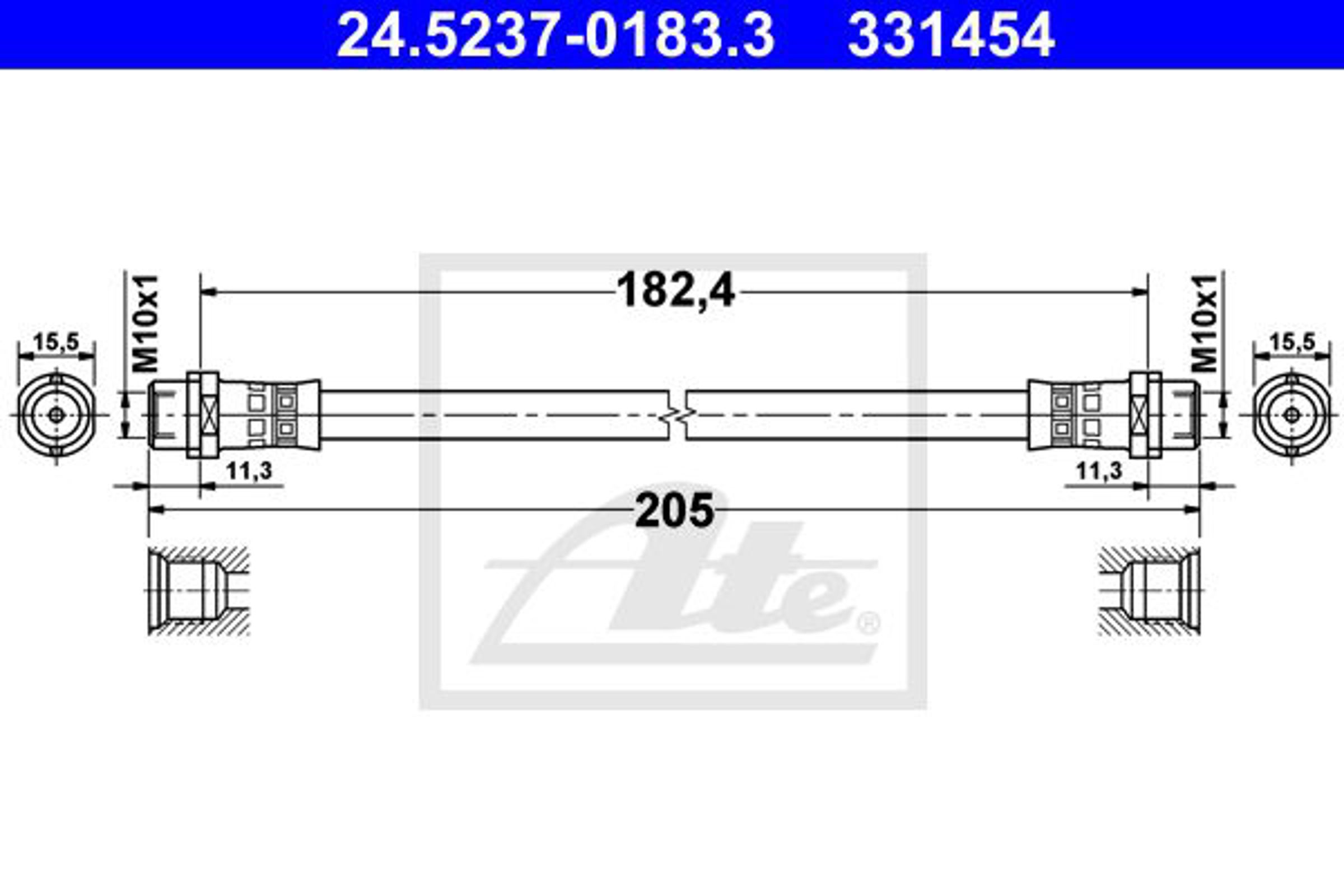 Шланг тормозной ATE 24.5237-0183.3
