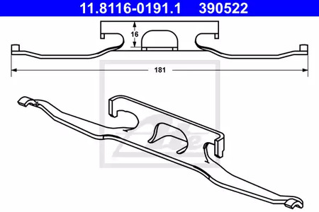 11.8116-0191.1 ATE Комплект монтажный тормозных колодок