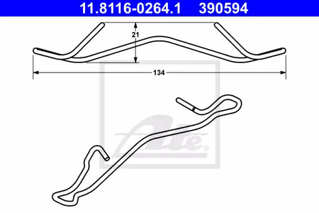 11.8116-0264.1 ATE Комплект монтажный тормозных колодок