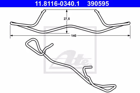 11.8116-0340.1 ATE Комплект монтажный тормозных колодок