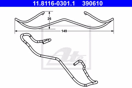 11.8116-0301.1 ATE Комплект монтажный тормозных колодок