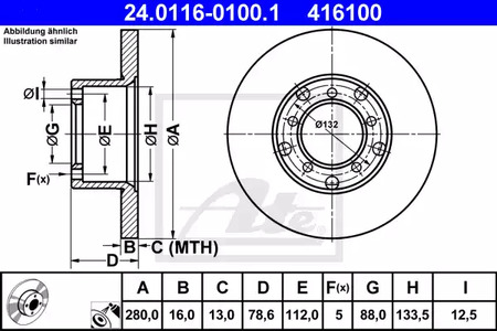 24.0116-0100.1 ATE Диск тормозной