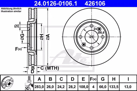 24.0126-0106.1 ATE Диск тормозной