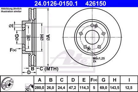 24.0126-0150.1 ATE Диск тормозной