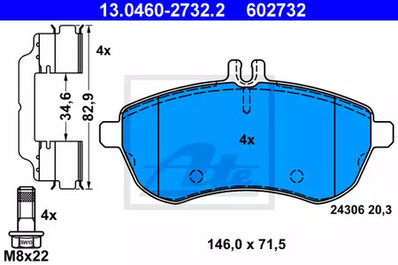 Тормозные колодки ATE 13.0460-2732.2