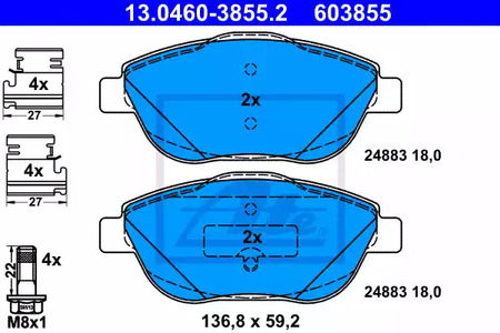 Тормозные колодки ATE 13.0460-3855.2