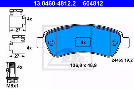 Колодки тормозные дисковые ATE 13.0460-4812.2