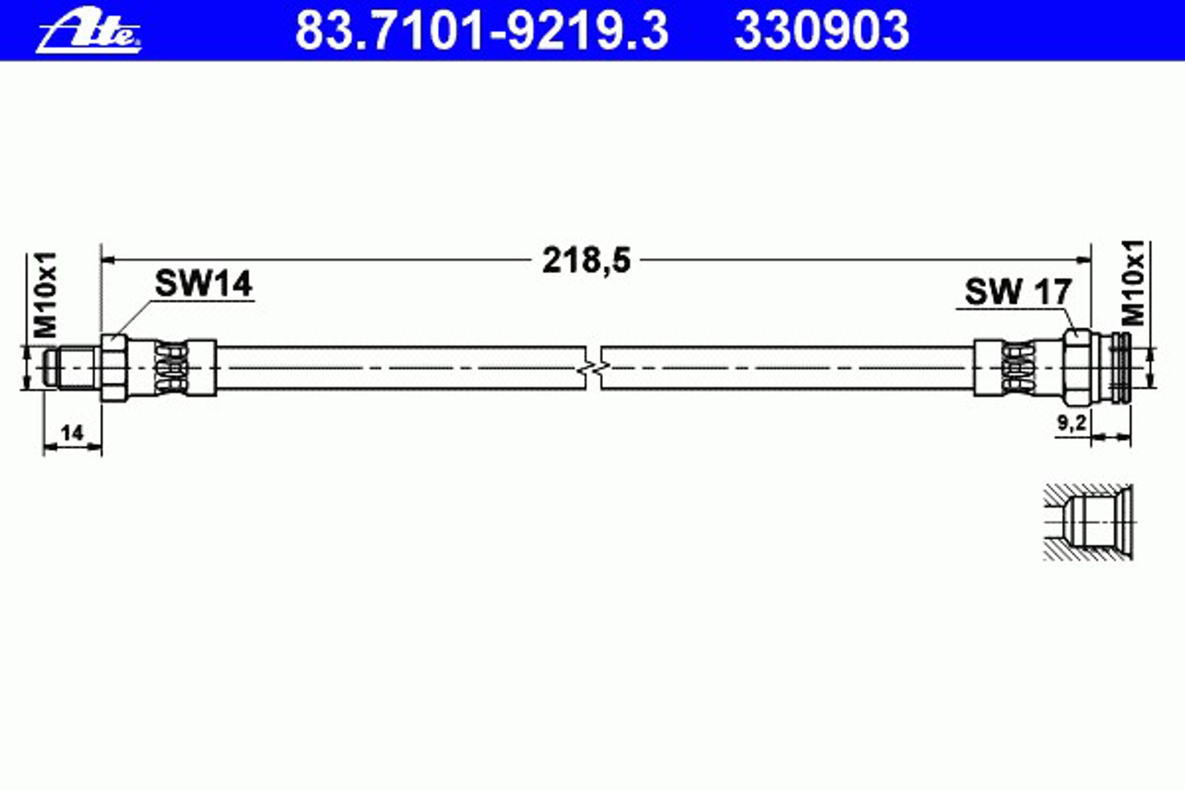 Шланг тормозной ATE 83.7101-9219.3
