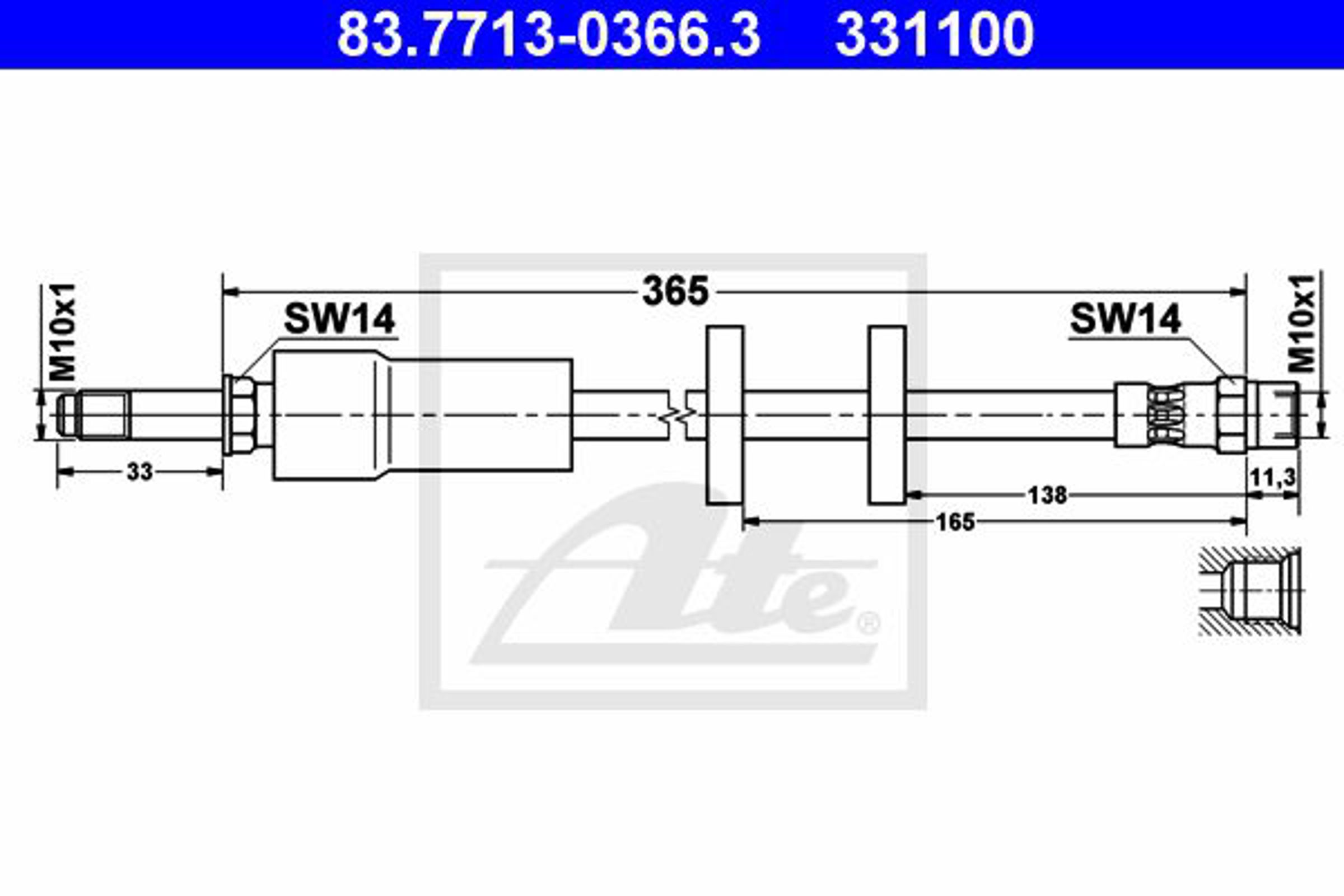 Тормозной шланг (надо 2 шт) volvo xc 90 i 05-10 ATE 83.7713-0366.3