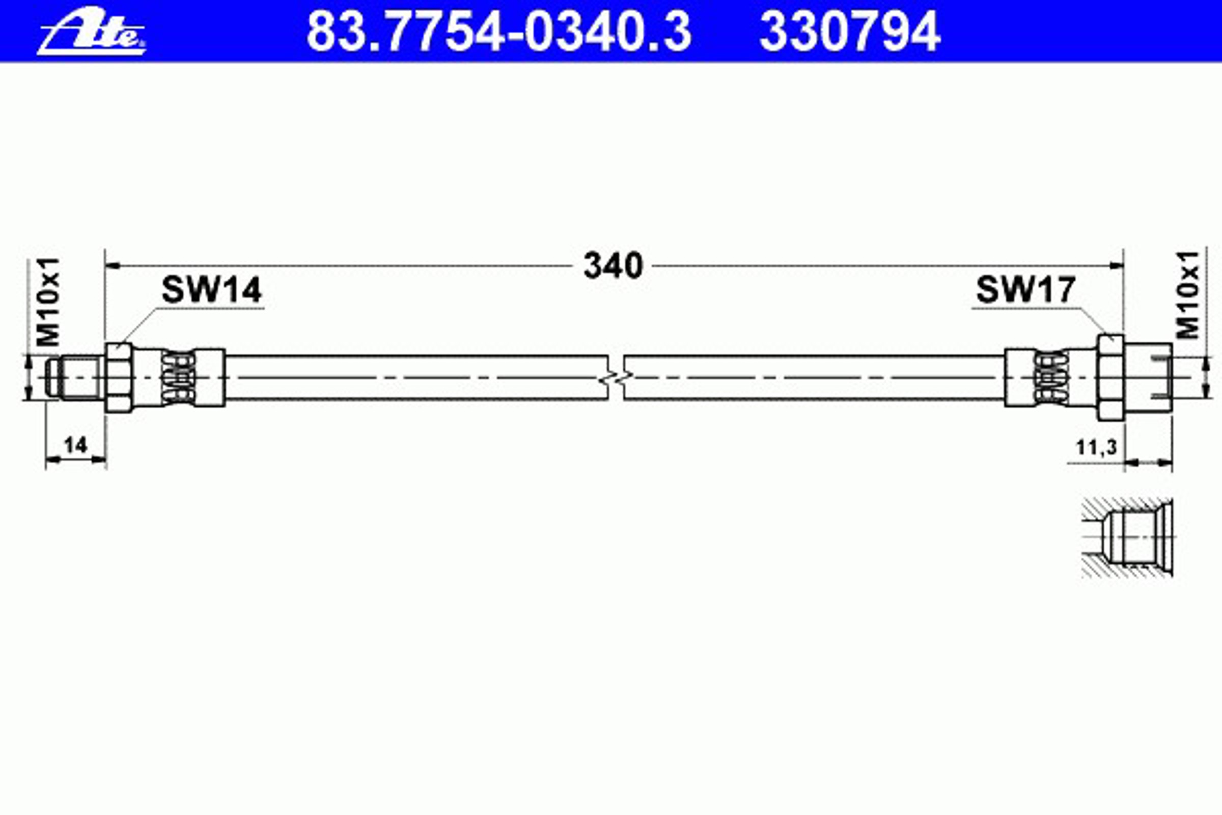 Шланг тормозной ATE 83.7754-0340.3
