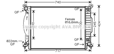 Радиатор, охлаждение двигателя AVA QUALITY COOLING AI2205